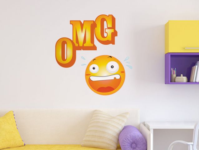 מדבקת קיר | סמיילי OMG