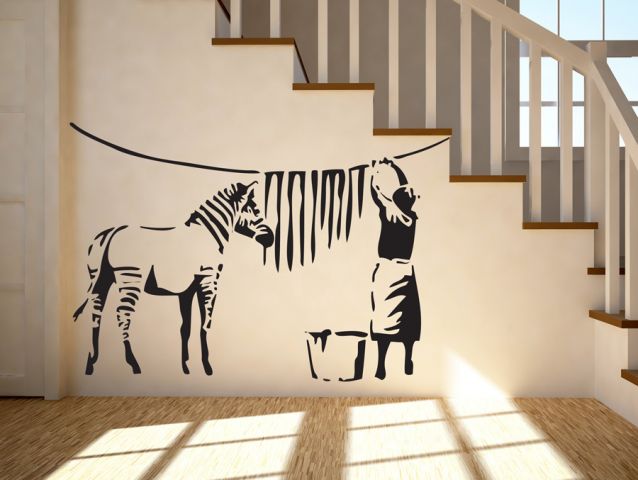 מדבקת קיר אומנות BANKSY ניכוי פסי זברה