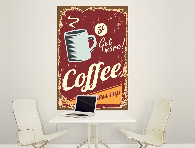 מדבקת קיר GET MORE COFFEE