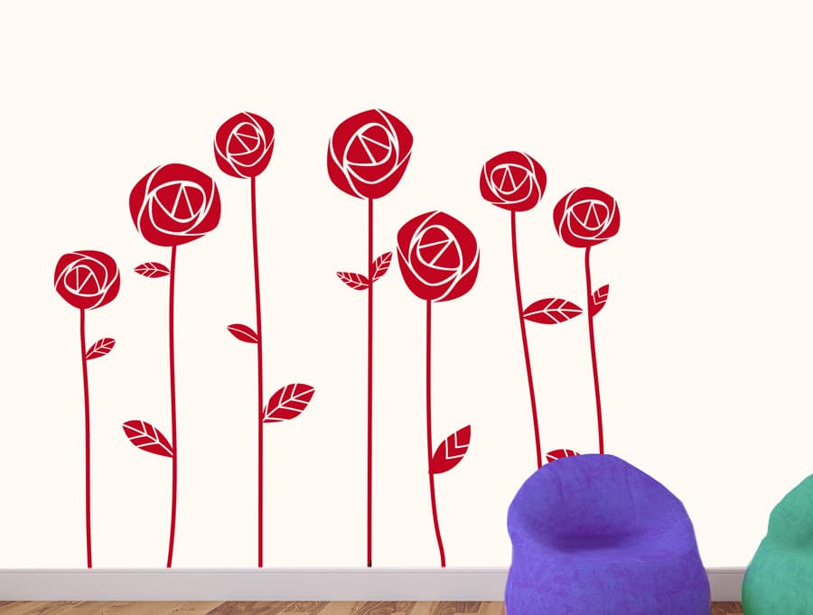 מדבקת קיר | 7 ורדים עדינים